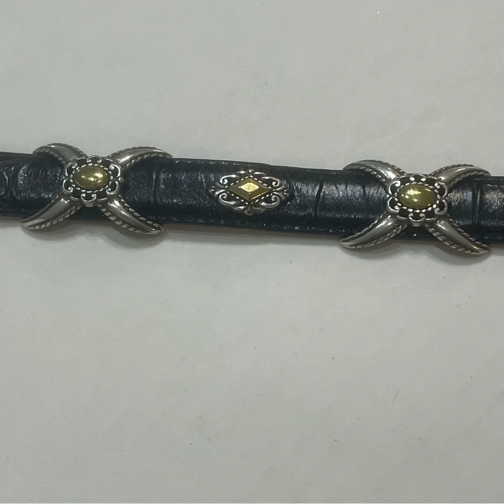 Brighton Black Leather Belt Silver Accent. Size M/30. Style 40383. Pre-owned.